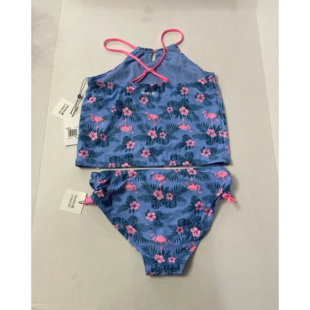 Hurley Tri-Cutout Tankini Swimsuit Atlantic Blue Size 16 New With Tags